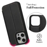 Magnetic Armor Series RFID Card Slots Leather Phone Case, For iPhone 13 Pro - Image 5