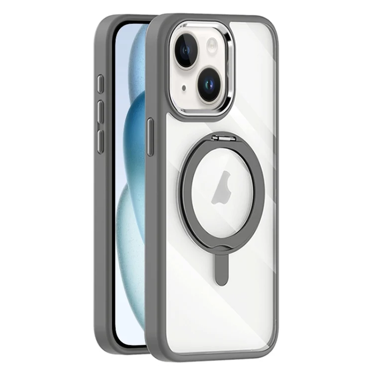 Transparent MagSafe Magnetic Rotating Holder Phone Case, For iPhone 15 Plus, For iPhone 15