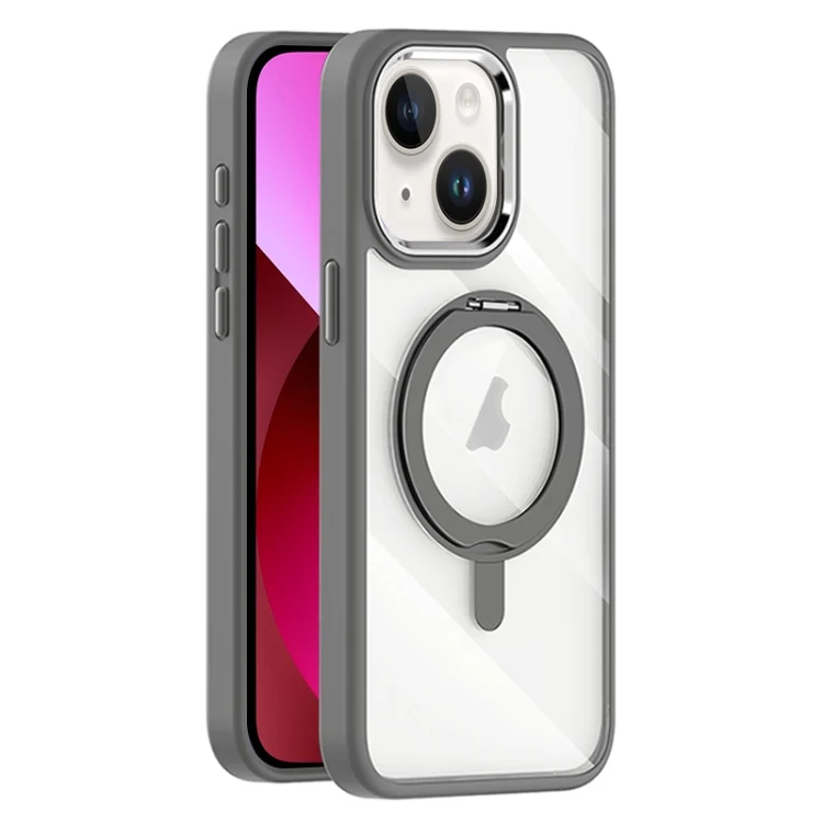 Transparent MagSafe Magnetic Rotating Holder Phone Case, For iPhone 13, For iPhone 12