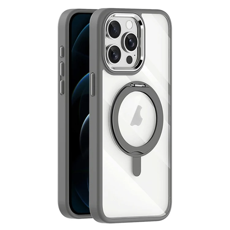 Transparent MagSafe Magnetic Rotating Holder Phone Case, For iPhone 12 Pro Max, For iPhone 12 Pro