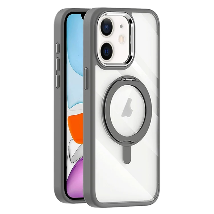 Transparent MagSafe Magnetic Rotating Holder Phone Case, For iPhone 11