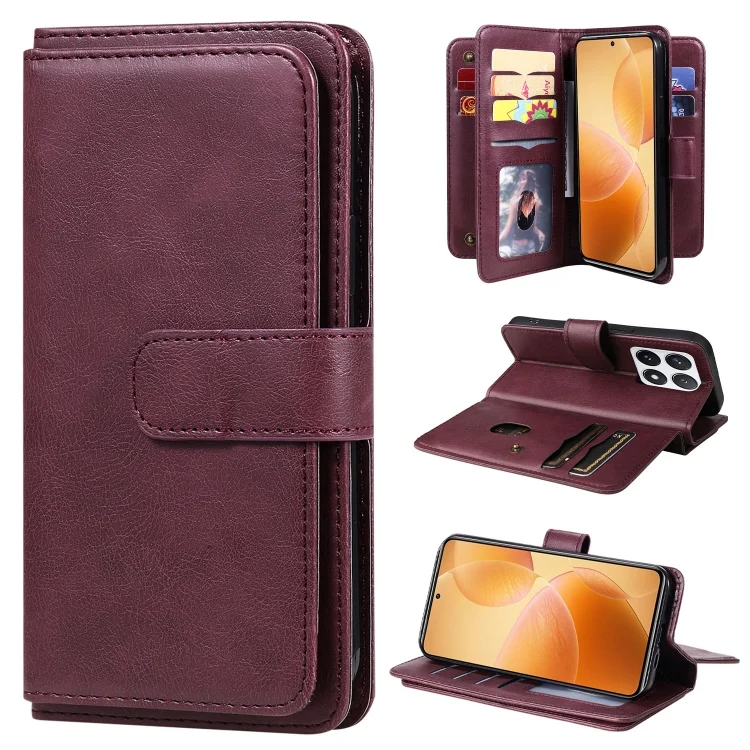 Multi-Function Wallet 10 Card Slots Leather Phone Case, For Xiaomi 14T Pro, For Xiaomi 14T, For Xiaomi Poco F6