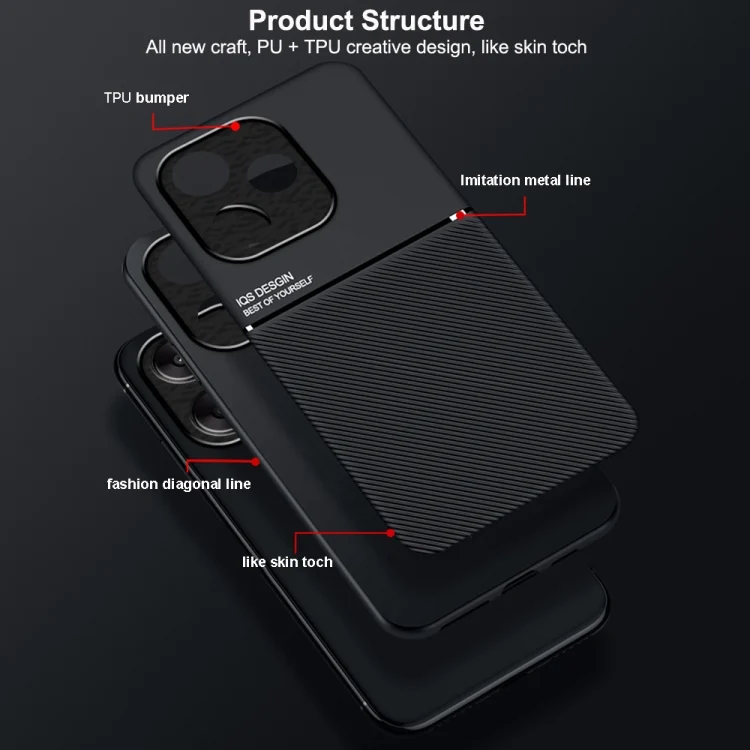 EDA0068420_B3.webp Classic Tilt Strip Grain Magnetic Shockproof PC + TPU Phone Case, For Redmi K70 Ultra, For Redmi 13 4G - Image 4