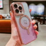 Loves Gradient Glitter Carbon Fiber Magsafe TPU Phone Case, For iPhone 15 Pro Max, For iPhone 15 Pro, For iPhone 15 Plus