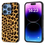 Black Frame Leopard Phone Case, For iPhone 15 Pro