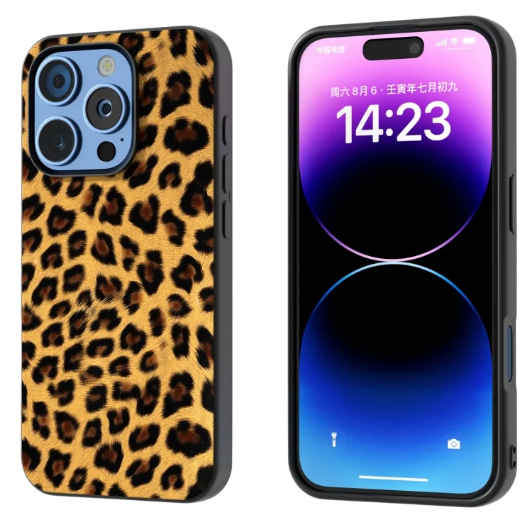 EDA006849001A.webp Black Frame Leopard Phone Case, For iPhone 15 Pro - Image 1