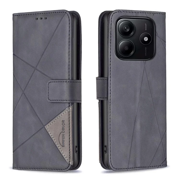 Magnetic Buckle Rhombus Texture Leather Phone Case, For Redmi Note 14 4G 163.25mm, For Redmi Note 14 5G, For Redmi Note 14 Pro 5G / Note 14 Pro+ 5G