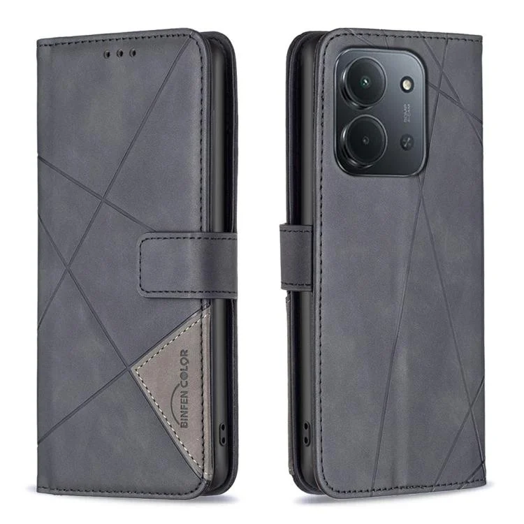 EDA006872511A.webp Magnetic Buckle Rhombus Texture Leather Phone Case, For Redmi 15C 4G 173.1mm / 15C 5G 173.1mm, For Redmi Turbo 4 Pro, For Redmi A5 4G 171.7mm - Image 1