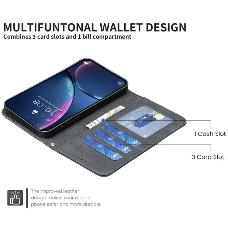 EDA006872511A_6.webp Magnetic Buckle Rhombus Texture Leather Phone Case, For Redmi 15C 4G 173.1mm / 15C 5G 173.1mm, For Redmi Turbo 4 Pro, For Redmi A5 4G 171.7mm - Image 7