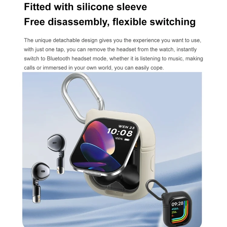 EDA0068931_B3.webp D8 Pro 2.01 inch 2 in 1 Bluetooth Earphone Steel Strap Smart Watch, Support NFC with Cover - Image 4