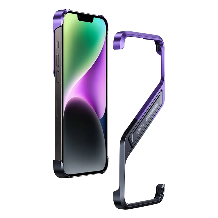 S-shaped Stand Frameless Metal Phone Case, For iPhone 14, For iPhone 14 Pro, For iPhone 14 Pro Max