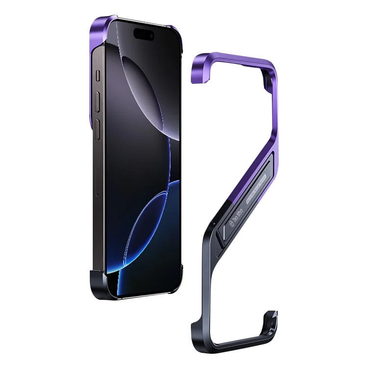 S-shaped Stand Frameless Metal Phone Case, For iPhone 16 Pro Max, For iPhone 16 Pro, For iPhone 16, For iPhone 15 Pro Max, For iPhone 15 Pro, For iPhone 15