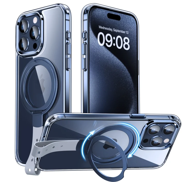 Holder Hand Strap MagSafe Transparent Phone Case, For iPhone 15 Pro Max, For iPhone 15 Pro