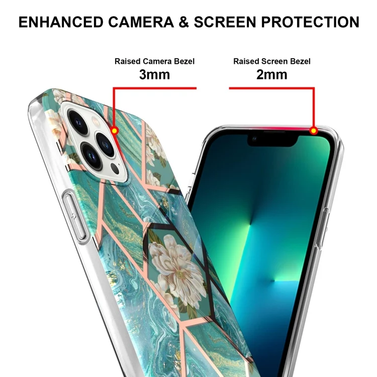 EDA006928401A_3.webp Splicing Marble Flower IMD TPU Phone Case, For iPhone 16 Pro Max, For iPhone 16 Pro, For iPhone 16 Plus, For iPhone 16 - Image 4