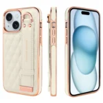 VIETAO Rhombic Texture Wristband PU Phone Case, For iPhone 15, For iPhone 14, For iPhone 14 Pro