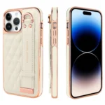 VIETAO Rhombic Texture Wristband PU Phone Case, For iPhone 14 Pro Max, For iPhone 13 Pro Max, For iPhone 13 Pro