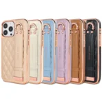 VIETAO Rhombic Texture Wristband PU Phone Case, For iPhone 15, For iPhone 14, For iPhone 14 Pro - Image 2