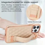VIETAO Rhombic Texture Wristband PU Phone Case, For iPhone 15, For iPhone 14, For iPhone 14 Pro - Image 5