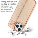 VIETAO Rhombic Texture Wristband PU Phone Case, For iPhone 15, For iPhone 14, For iPhone 14 Pro - Image 6