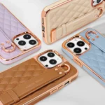 VIETAO Rhombic Texture Wristband PU Phone Case, For iPhone 15, For iPhone 14, For iPhone 14 Pro - Image 9