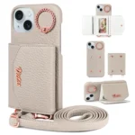 VIETAO Ring Holder Card Bag Phone Case with Lanyard, For iPhone 15, For iPhone 14, For iPhone 14 Pro
