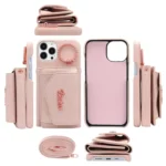 VIETAO Ring Holder Wallet PU Phone Case with Lanyard, For iPhone 13 - Image 3