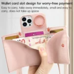 VIETAO Ring Holder Wallet PU Phone Case with Lanyard, For iPhone 13 - Image 4