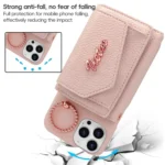 VIETAO Ring Holder Wallet PU Phone Case with Lanyard, For iPhone 13 - Image 7