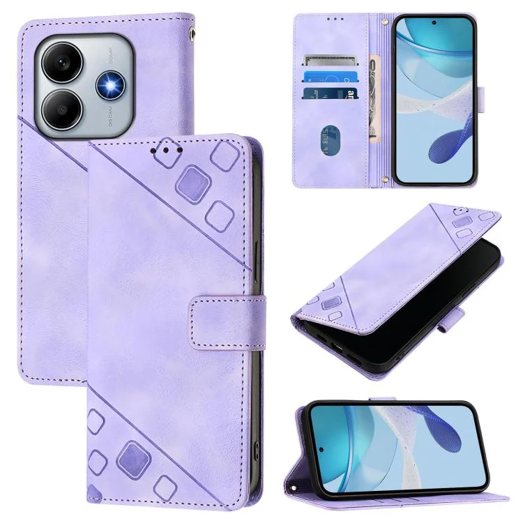 Skin-feel Embossed Leather Phone Case, For Redmi Note 14 4G 163.25mm, For Redmi Note 14 5G Global, For Redmi Note 14 Pro 5G Global