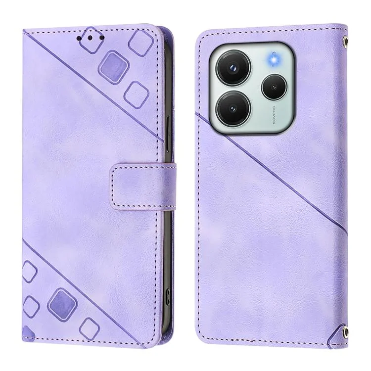 EDA006939508A_1.webp Skin-feel Embossed Leather Phone Case, For Redmi Note 14 4G 164.84mm, For Redmi K80 5G / K80 Pro 5G, For Redmi Note 14 Pro 4G - Image 2