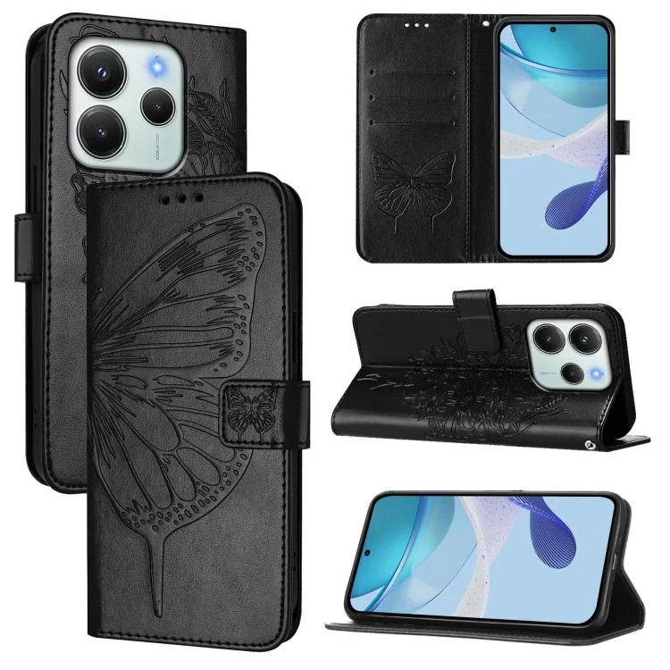 EDA006947408A.webp Embossed Butterfly Leather Phone Case, For Redmi Note 14 4G EU 164.84mm, For Redmi Note 14 Pro 5G Global - Image 1