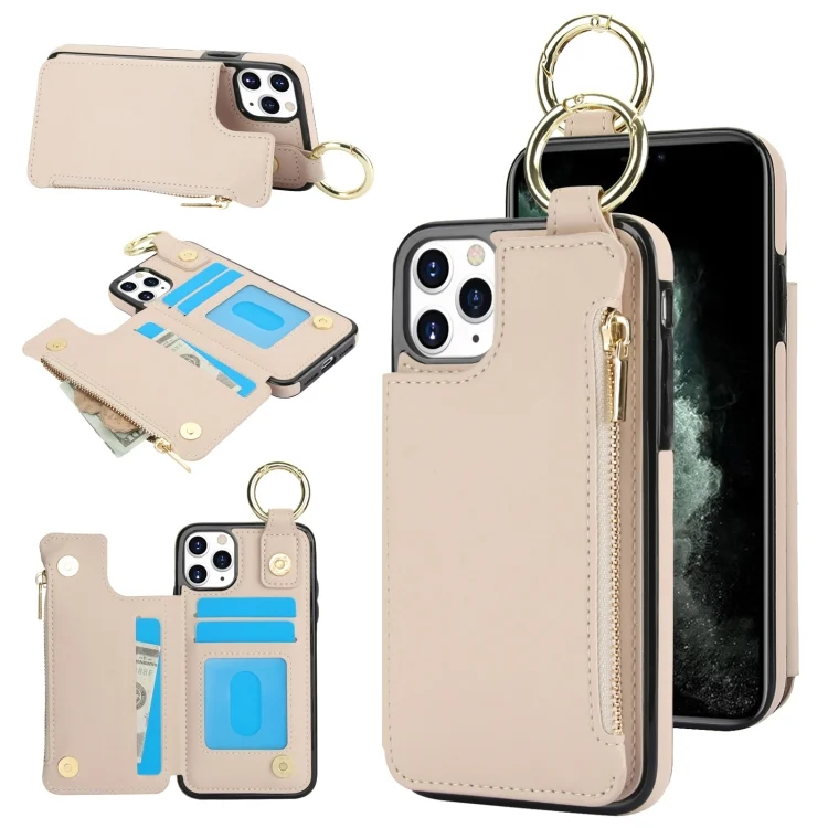 RFlD Anti-theft Double Buckle Ring Zipper Card Phone Case, For iPhone 11 Pro, For iPhone XS / X