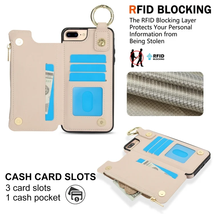 EDA006948922A_2.webp RFlD Anti-theft Double Buckle Ring Zipper Card Phone Case, For iPhone 8 Plus / 7 Plus - Image 3