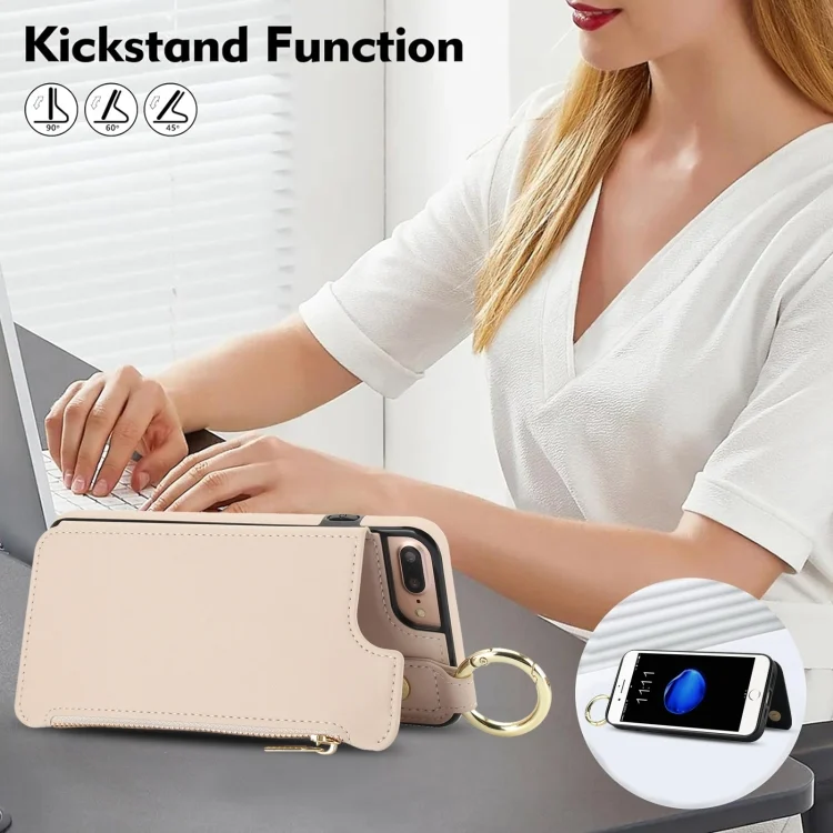 EDA006948922A_3.webp RFlD Anti-theft Double Buckle Ring Zipper Card Phone Case, For iPhone 8 Plus / 7 Plus - Image 4