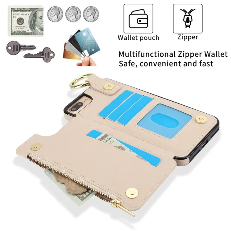 EDA006948922A_5.webp RFlD Anti-theft Double Buckle Ring Zipper Card Phone Case, For iPhone 8 Plus / 7 Plus - Image 6