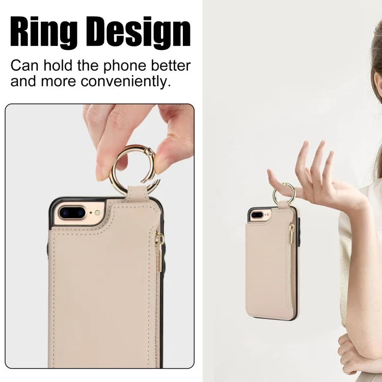 EDA006948922A_6.webp RFlD Anti-theft Double Buckle Ring Zipper Card Phone Case, For iPhone 8 Plus / 7 Plus - Image 7