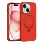 Liquid Silicone MagSafe Metal Ring Holder Phone Case, For iPhone 15 Plus, For iPhone 15