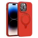 Liquid Silicone MagSafe Metal Ring Holder Phone Case, For iPhone 14 Pro, For iPhone 14 Pro Max