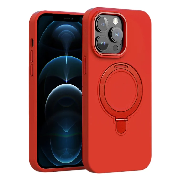 Liquid Silicone MagSafe Metal Ring Holder Phone Case, For iPhone 12 Pro Max, For iPhone 12 Pro