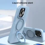 Liquid Silicone MagSafe Metal Ring Holder Phone Case, For iPhone 12 Pro Max, For iPhone 12 Pro - Image 3