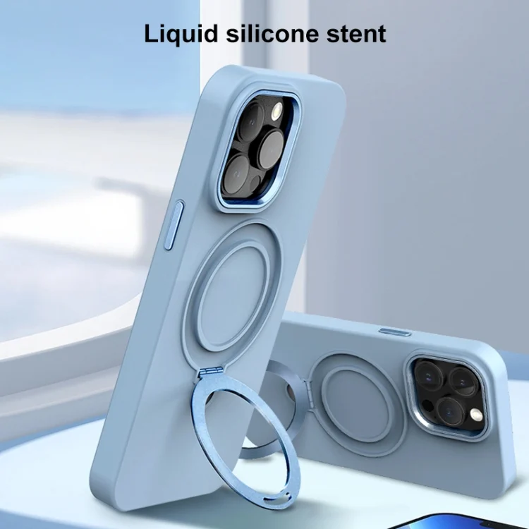 EDA0069495_B2.webp Liquid Silicone MagSafe Metal Ring Holder Phone Case, For iPhone 12 Pro Max, For iPhone 12 Pro - Image 3