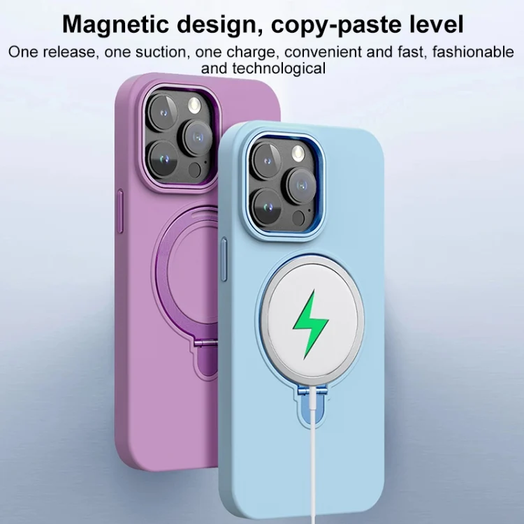 EDA0069495_B3.webp Liquid Silicone MagSafe Metal Ring Holder Phone Case, For iPhone 12 Pro Max, For iPhone 12 Pro - Image 4