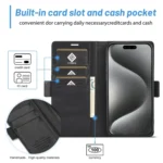 LC.IMEEKE Skin-friendly Card Slots Leather Phone Case, For iPhone 16 Pro Max, For iPhone 16 Pro, For iPhone 16 Plus, For iPhone 16 - Image 4