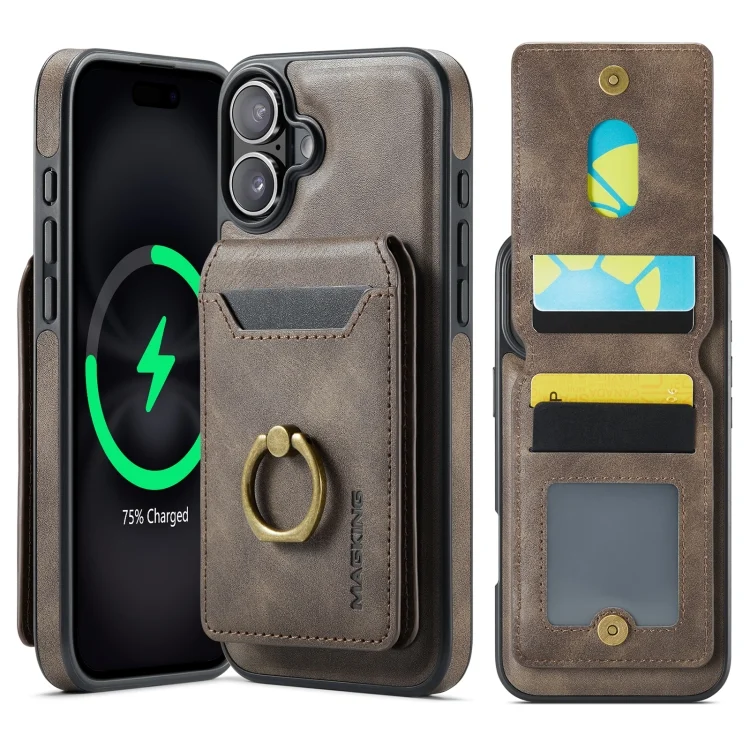 DG.MING K1 MagSafe Detachable Wallet RFID Back Cover Phone Case, For iPhone 16, For iPhone 15 Pro Max, For iPhone 15 Pro, For iPhone 15 Plus