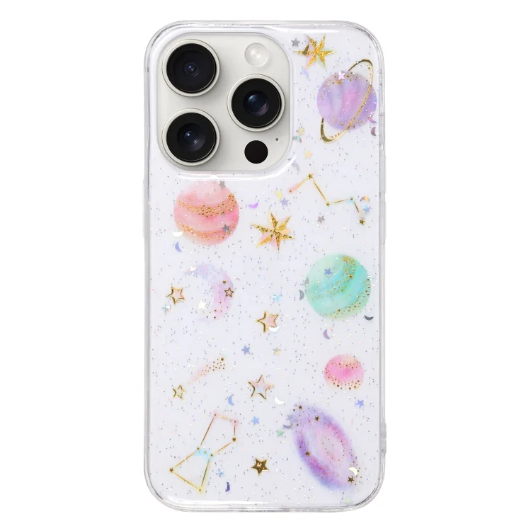 Cosmic Star Glitter Epoxy TPU Phone Case, For iPhone 16 Pro Max, For iPhone 16 Pro, For iPhone 16 Plus, For iPhone 16, For iPhone 15 Pro Max, For iPhone 15 Pro, For iPhone 15 Plus, For iPhone 15...