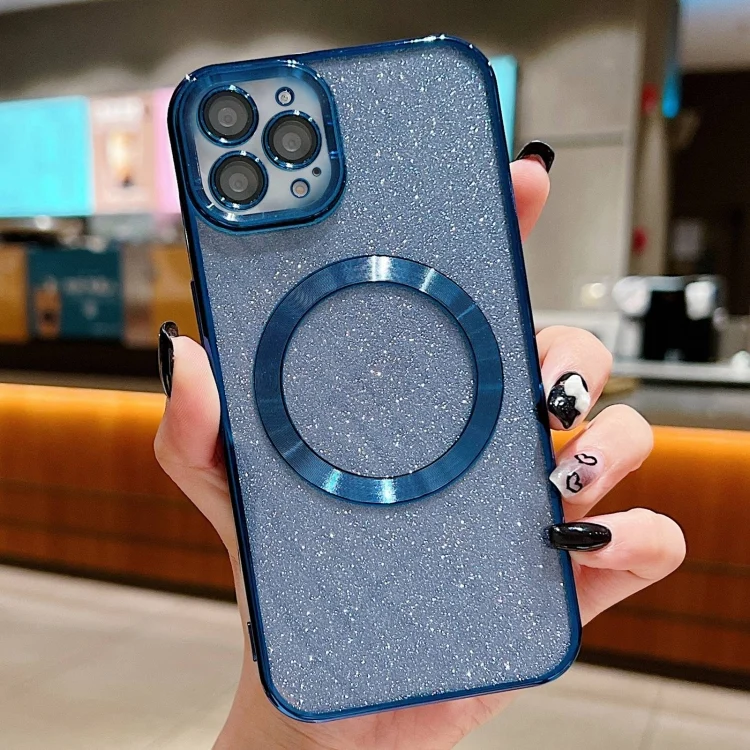Electroplating Pure Color Glitter Powder MagSafe Phone Case, For iPhone 11 Pro