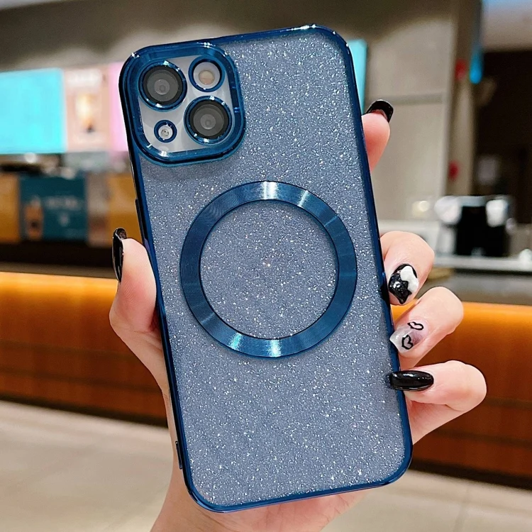 Electroplating Pure Color Glitter Powder MagSafe Phone Case, For iPhone 13, For iPhone 12