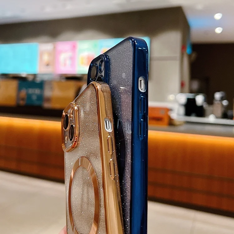 EDA0069683_B5.webp Electroplating Pure Color Glitter Powder MagSafe Phone Case, For iPhone 11 Pro - Image 6