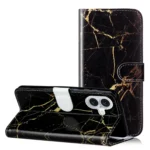 Colored Drawing Marble Pattern Leather Phone Case, For iPhone 16 Plus, For iPhone 16