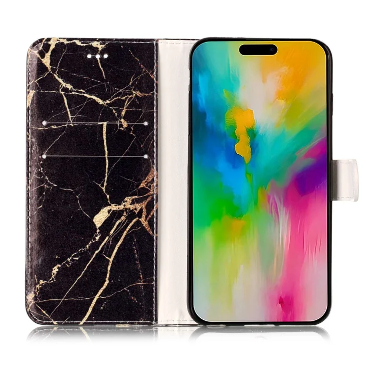 EDA006972603A_3.webp Colored Drawing Marble Pattern Leather Phone Case, For iPhone 16 Plus, For iPhone 16 - Image 4